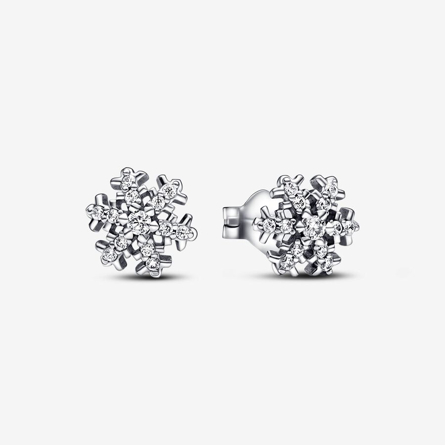  Pendientes de Botón Copo de Nieve Brillante