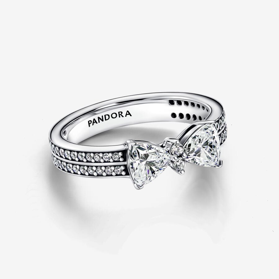  Anillo Doble Banda Lazo Brillante