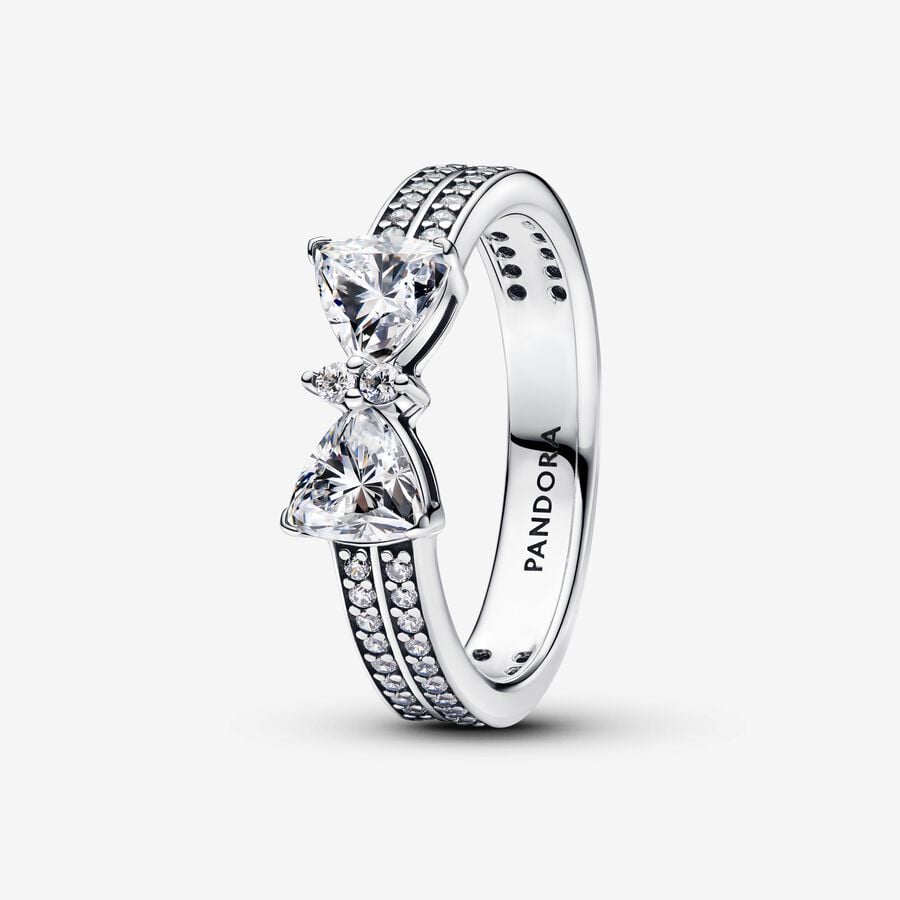  Anillo Doble Banda Lazo Brillante