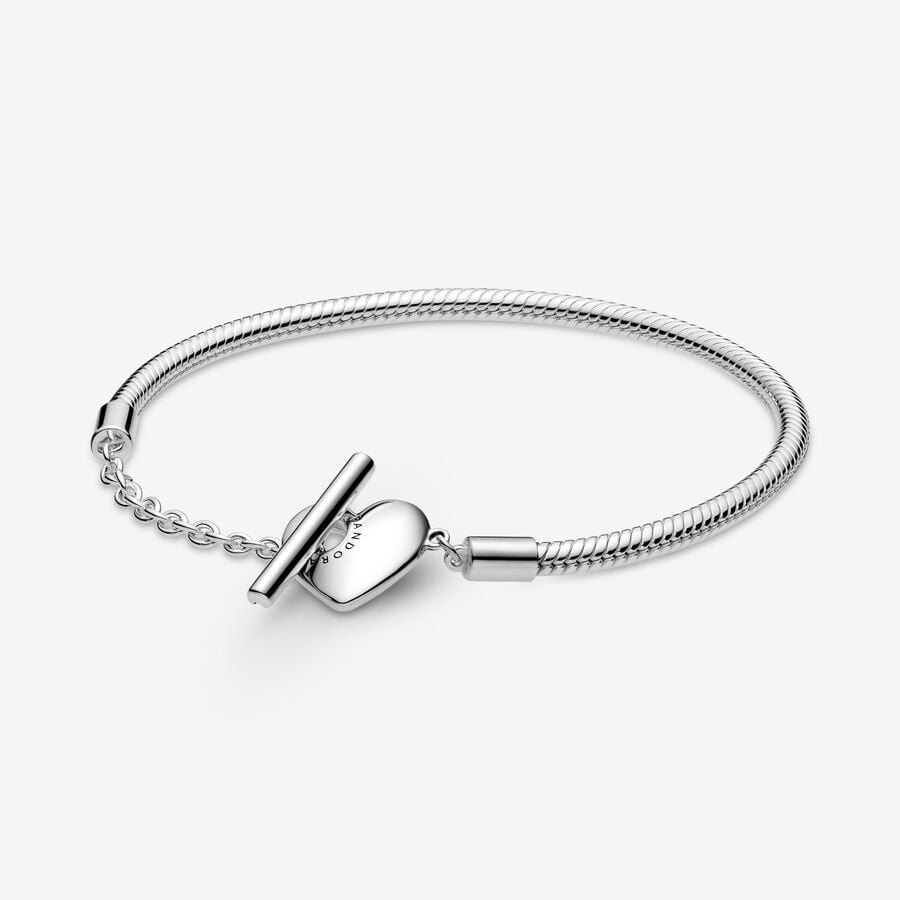  Pulsera Moments Cadena de Serpiente con cierre en T y corazón