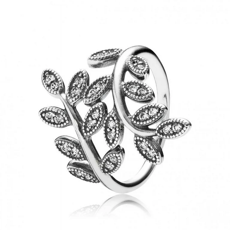  Anillo hojas brillantes
