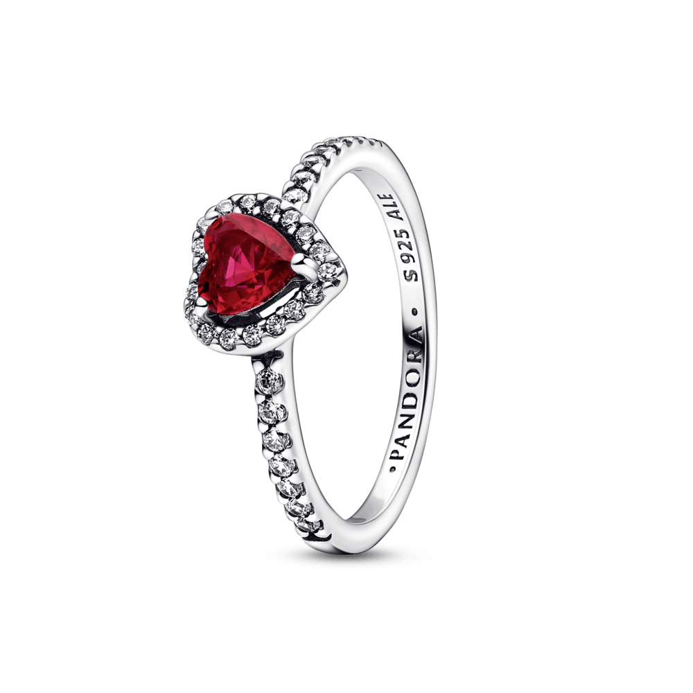 Anillo Corazón elevado rojo Pandora