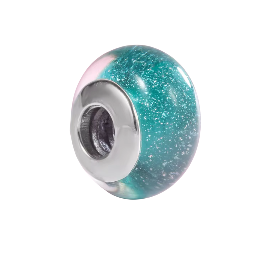 Charm rueda de murano celeste 