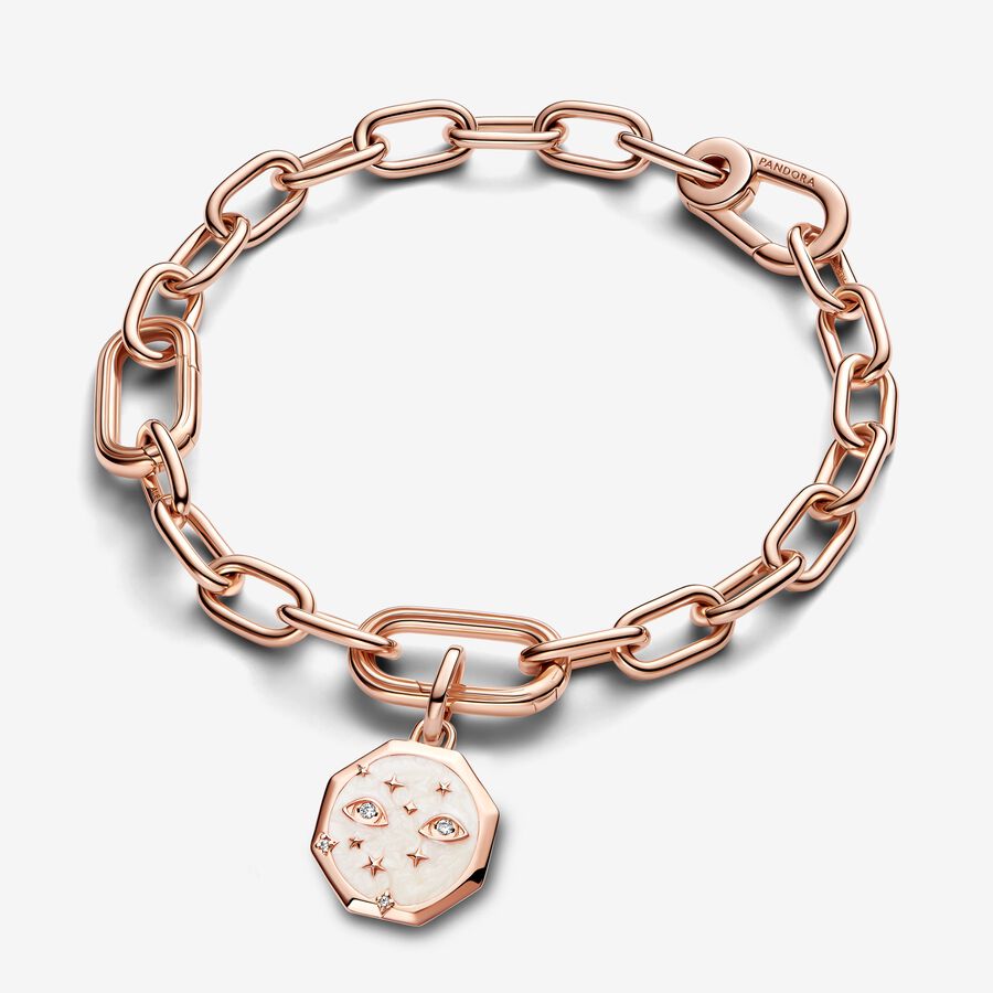 Pulsera de eslabones con medallón de ojos brillantes Pandora ME