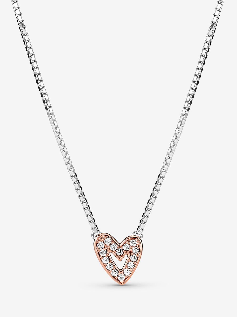 Collar Corazón A Mano Alzada Brillante