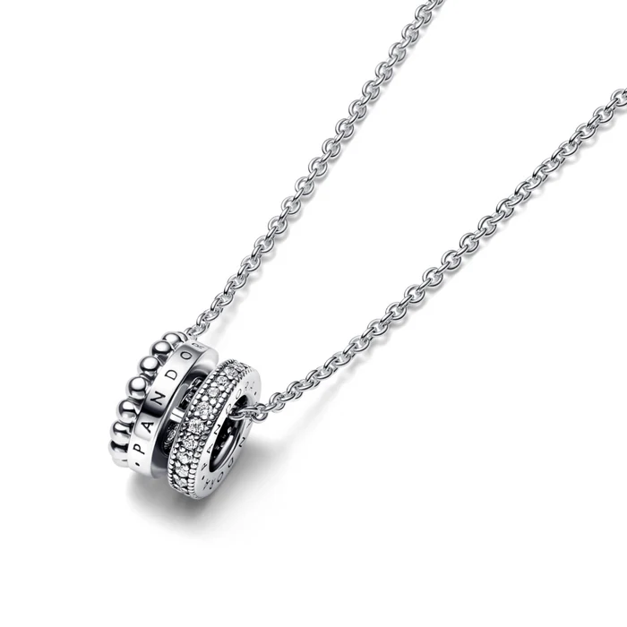 Collar Con Pavé Y Cuentas Con Logo De La Firma Pandora