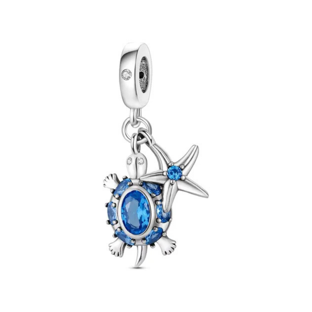 Charm tortuga brillnte con estrella colgante 
