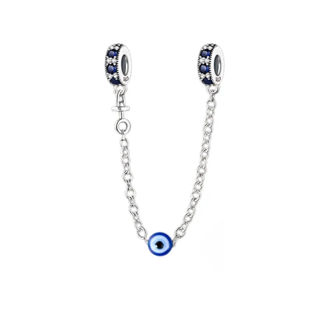 Cadena  de seguridad ojo turco con brillantes 