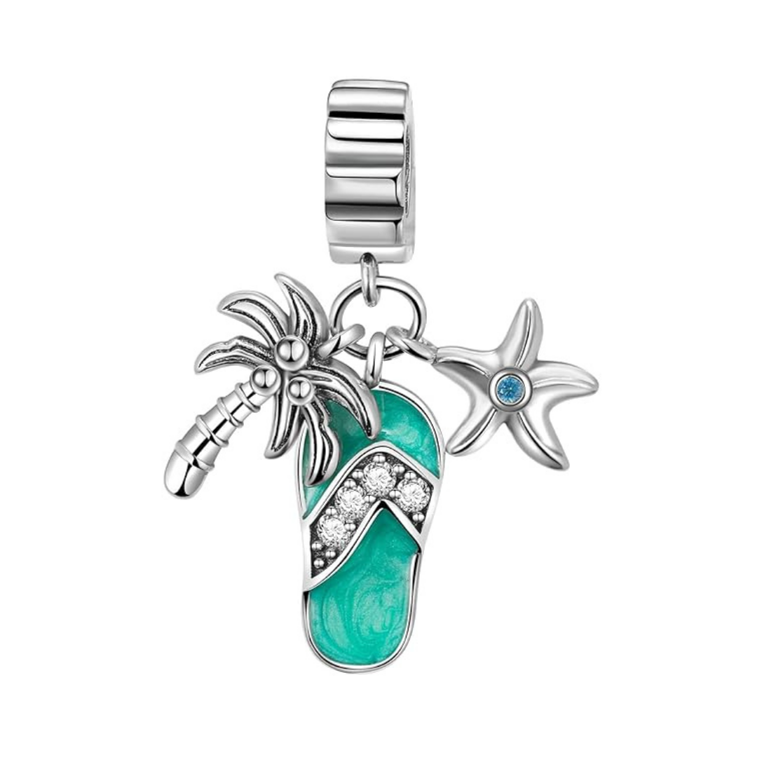 Charm colgante de sandalia, palmera y estrella 