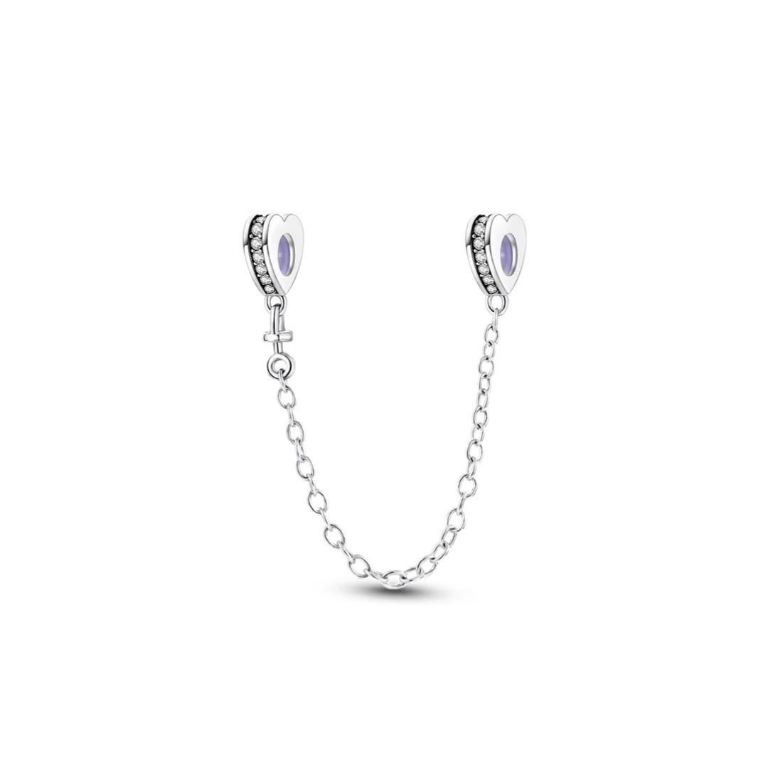 Cadena  de seguridad corazones brillantes 