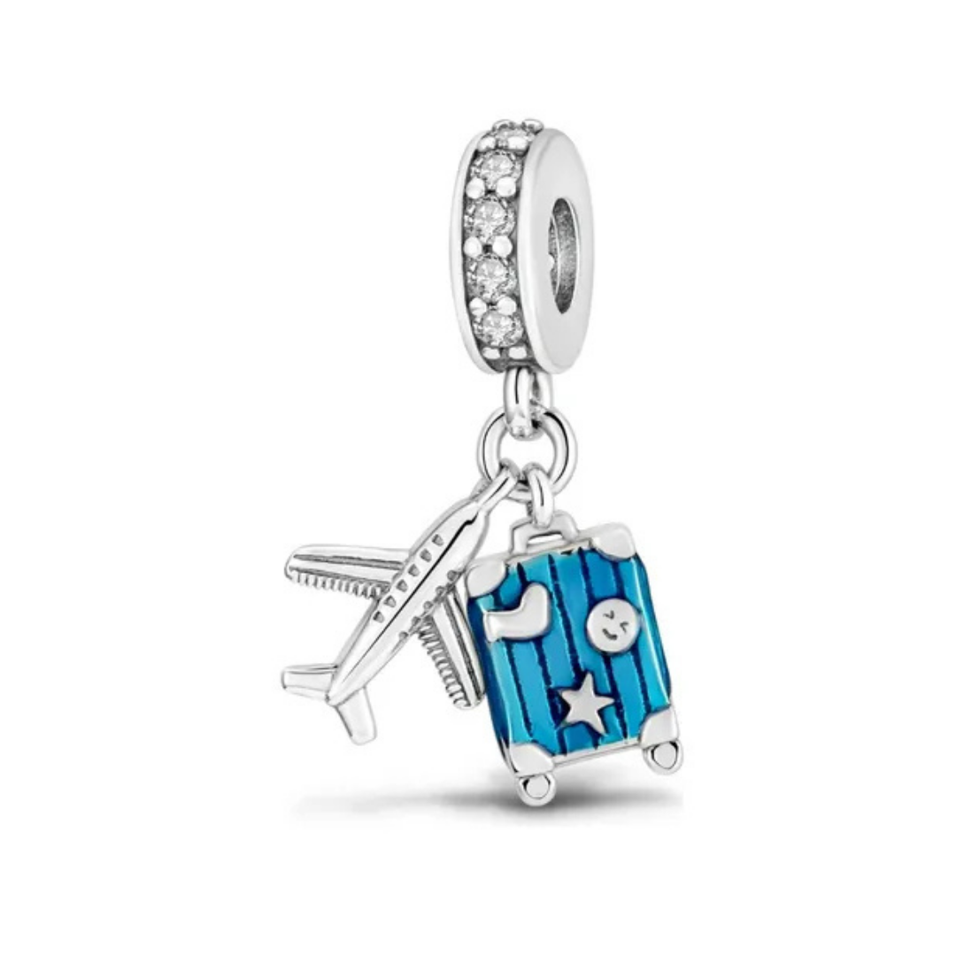 Charm avión y maleta azul 