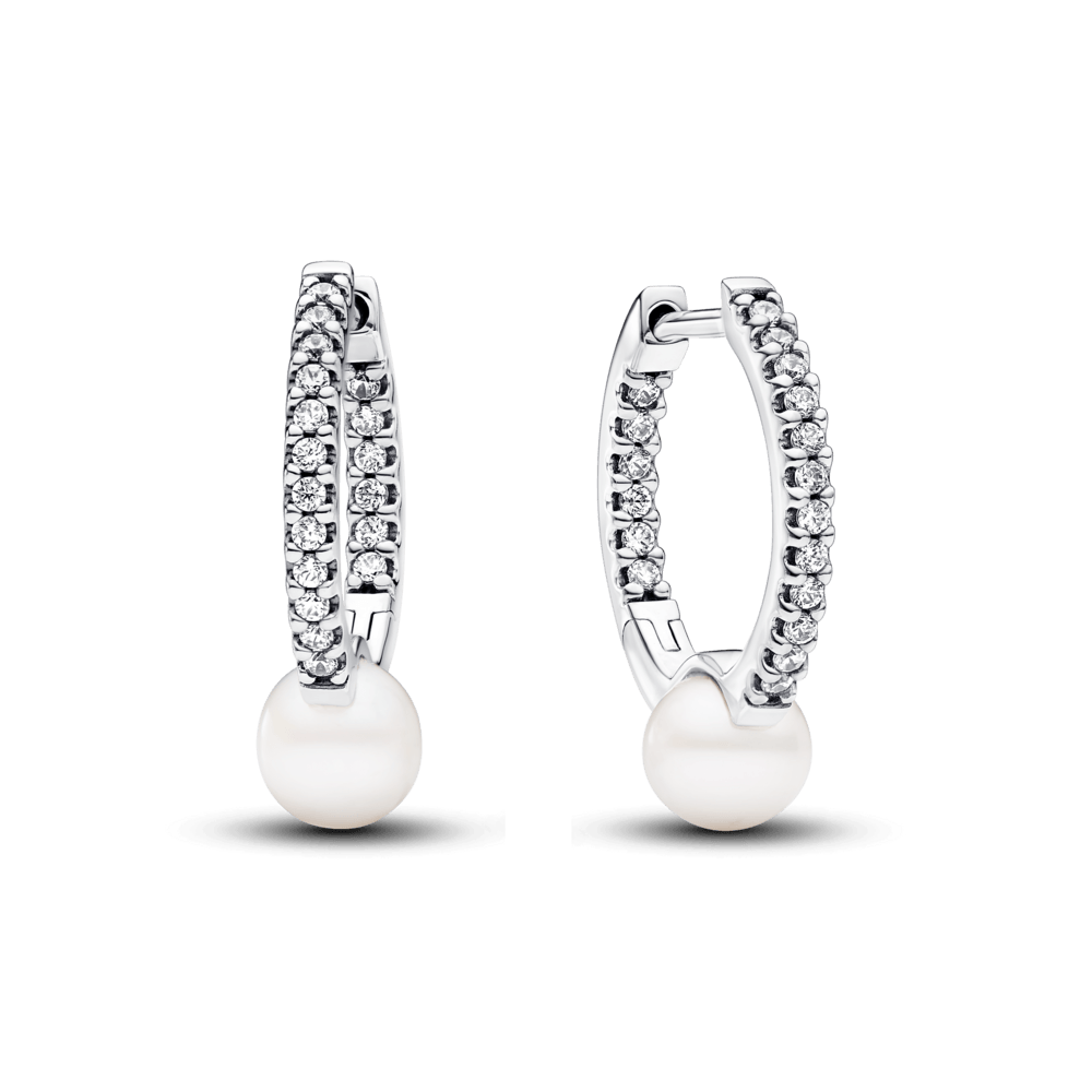 Zarcillos aro de perla brillante 