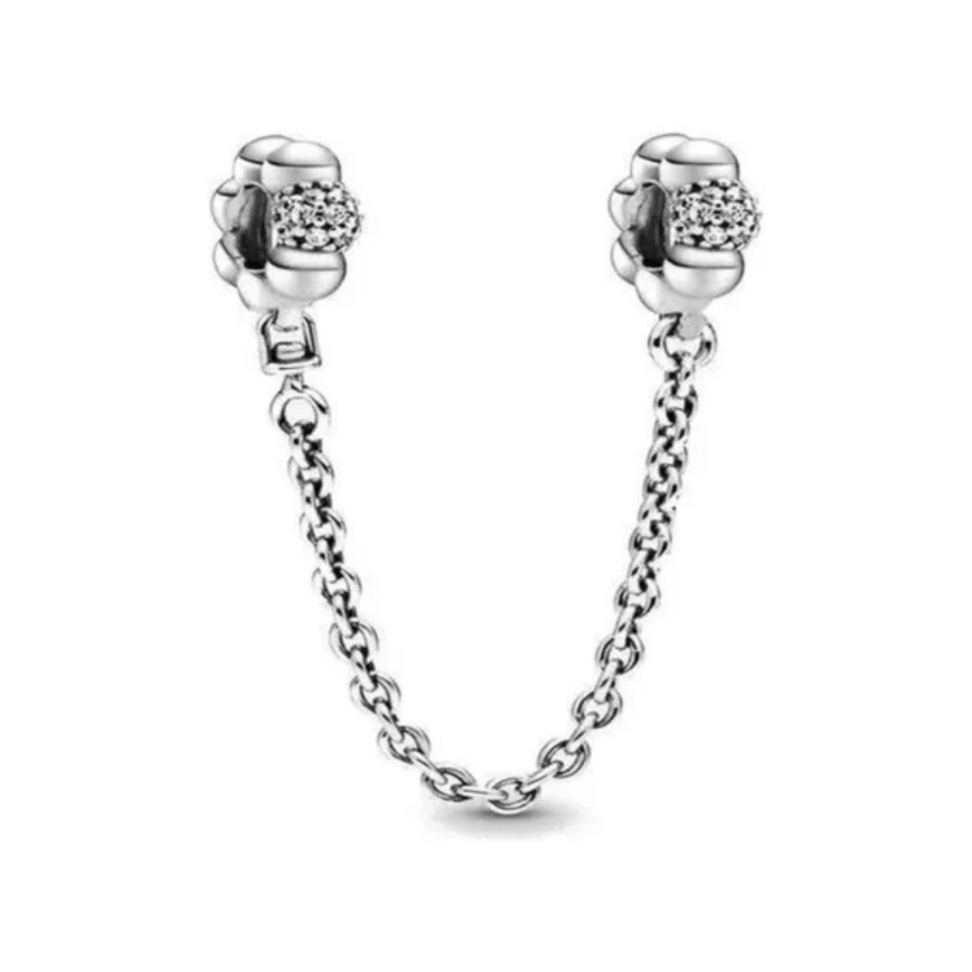 Cadena de seguridad  en forma de flor con brillante