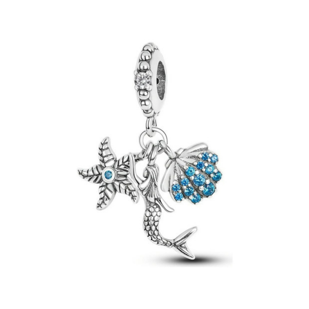 Charm sirena, concha y estrella 