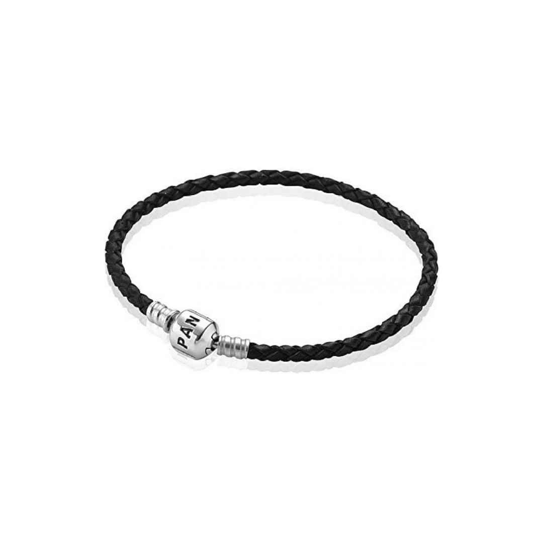 Pulsera de cuero trenzada cierre de barril 