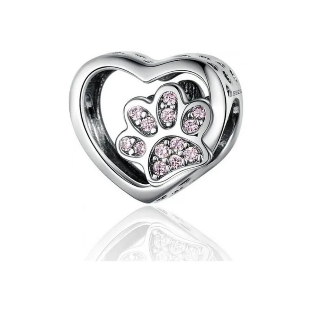 Charm corazón de huellas brillantes 