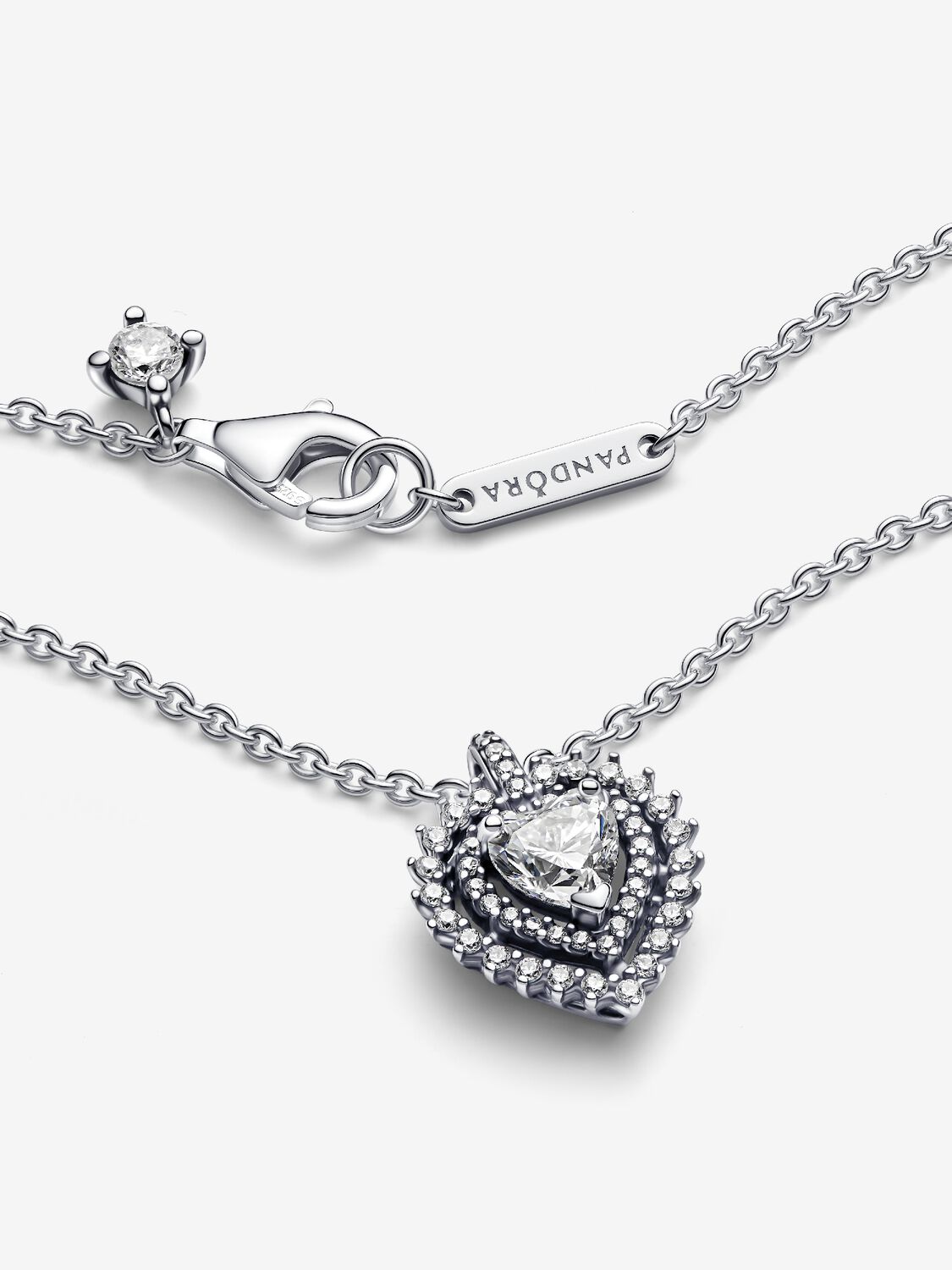 Collar con Colgante Halo y Corazón Brillantes