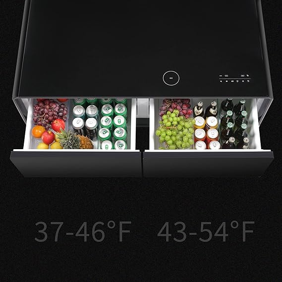 Modern Smart Coffee Table with Built-in Fridge, Bluetooth Speaker, Wireless Charging Module, Touch Control Panel, Power Socket, USB Interface, Outlet Protection, Atmosphere Light, Black