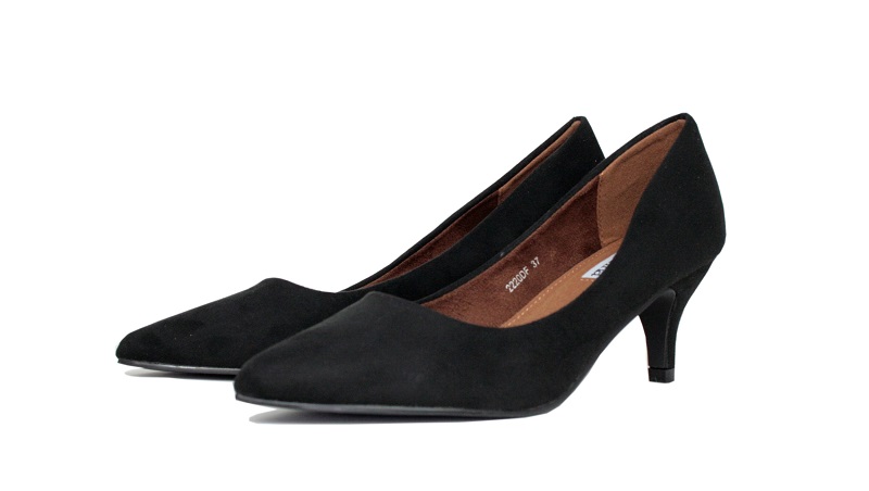 Zapatos de vestir negros tacón fino y bajo
