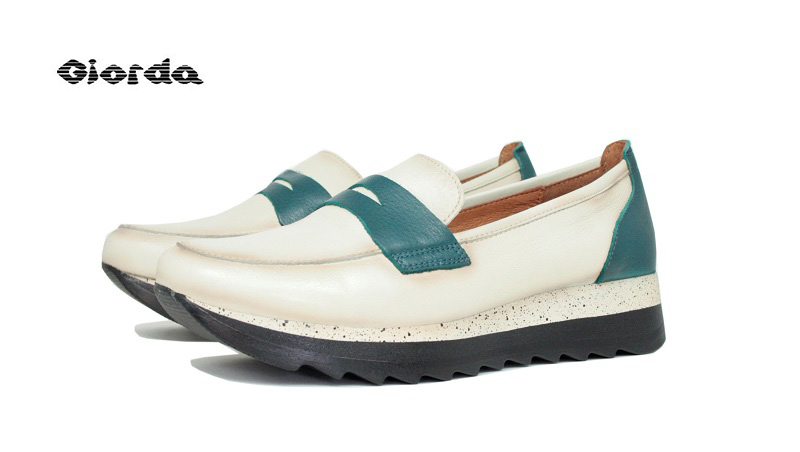 Mocasines Giorda blancos y verdes