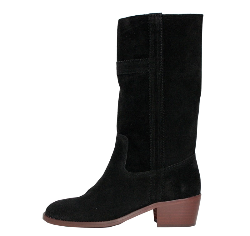 Botas camperas de piel de serraje negro