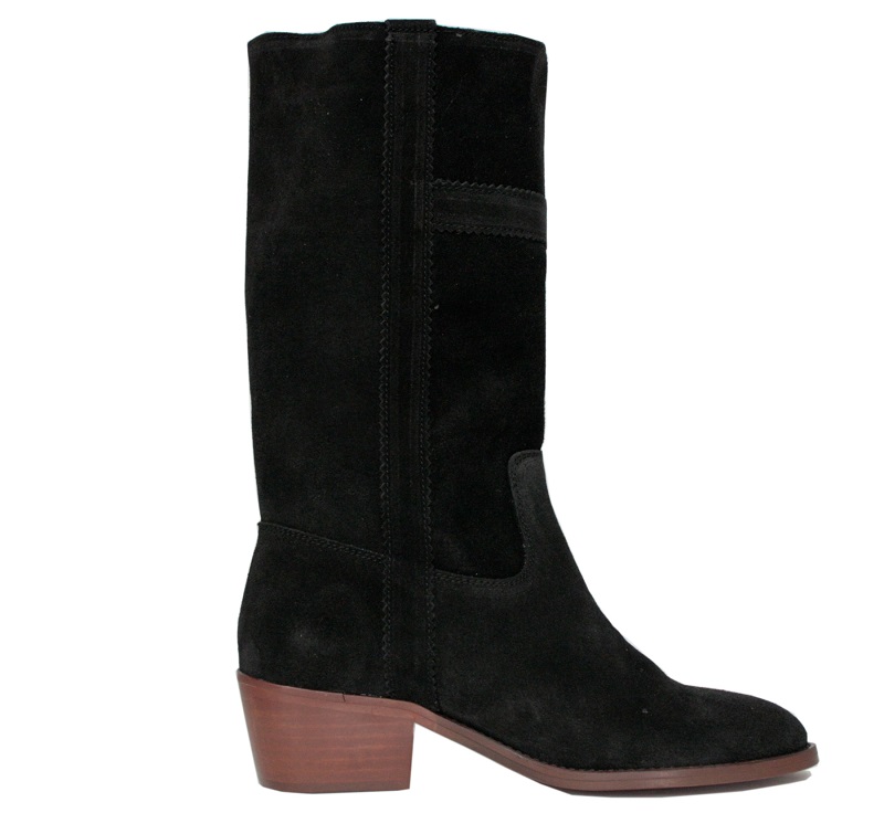 Botas camperas de piel de serraje negro