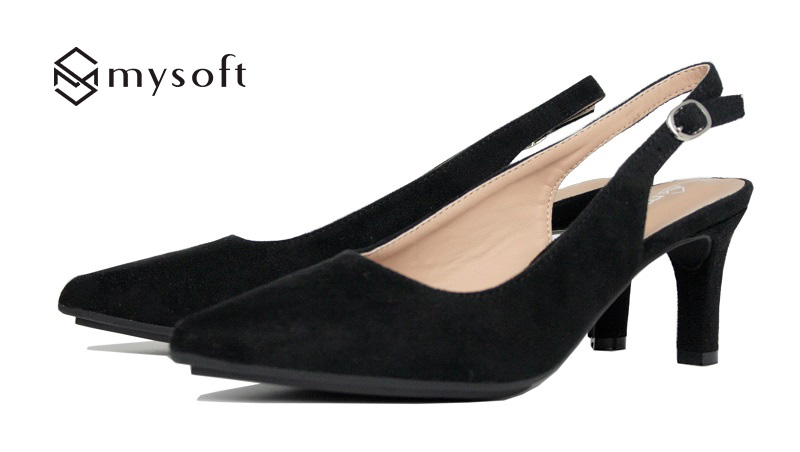 Zapatos de ante negro de tacón medio