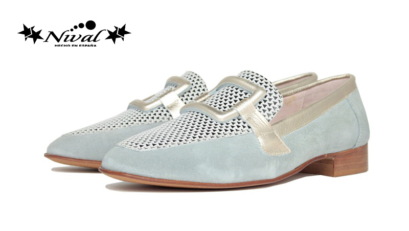 Zapatos Nival Woman de ante azul grisáceo