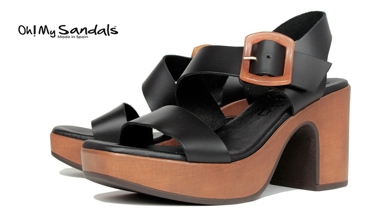 Sandalias de tacón con plataforma | Piel negra