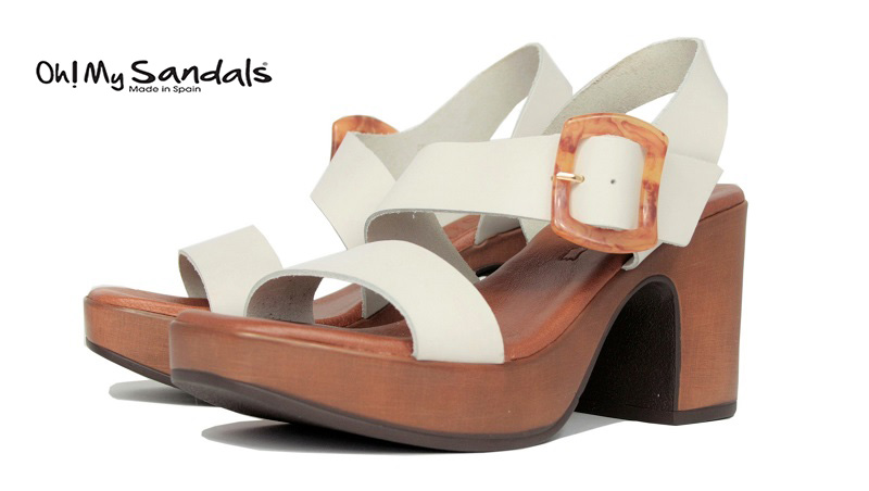 Sandalias blanco hielo de tacón y plataforma