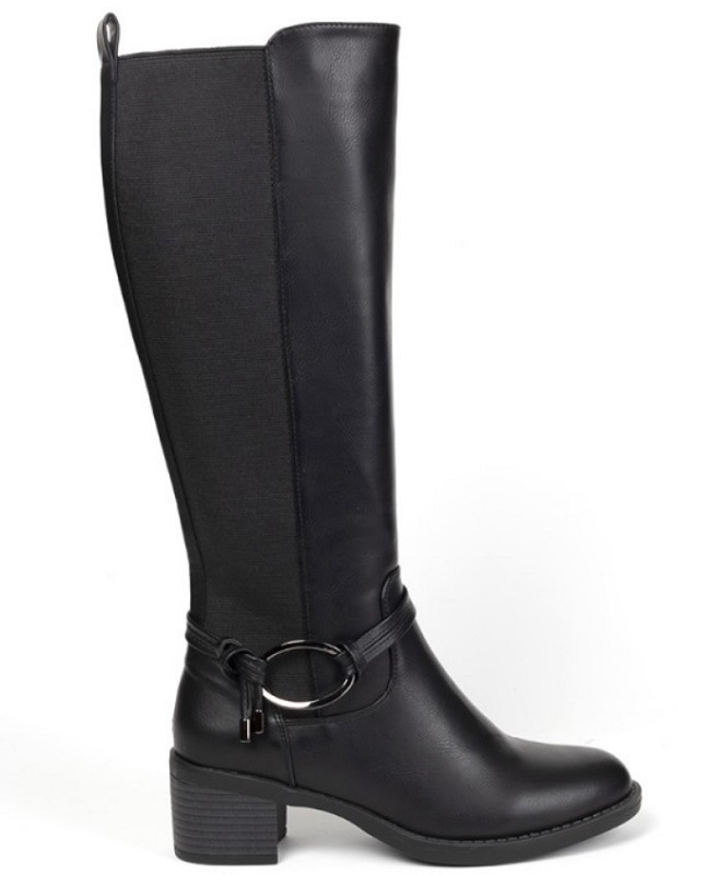 Botas negras de caña ancha y tacón medio