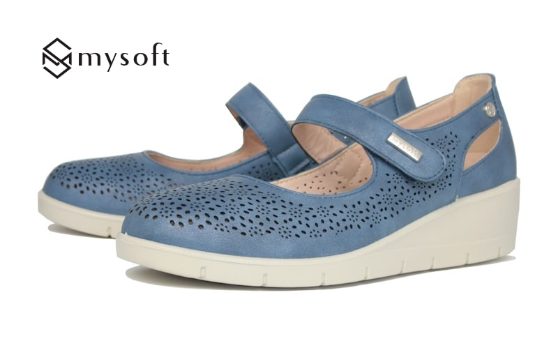 Merceditas calado color jeans | Mysoft