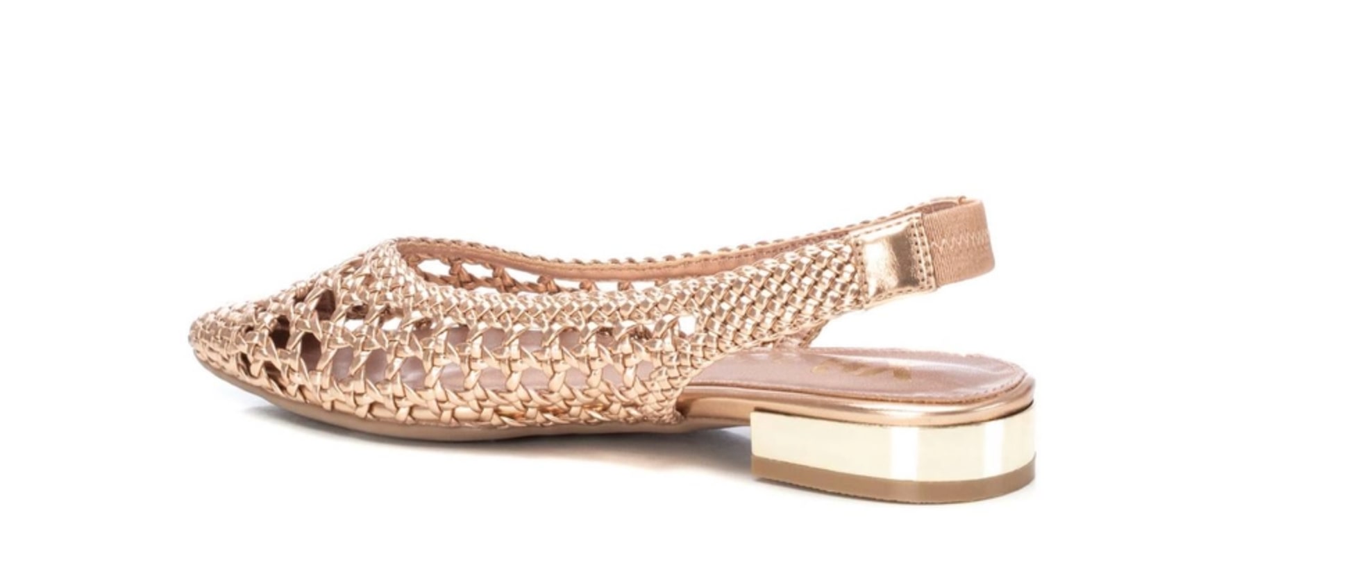 Zapatos destalonados dorados con tacón plano