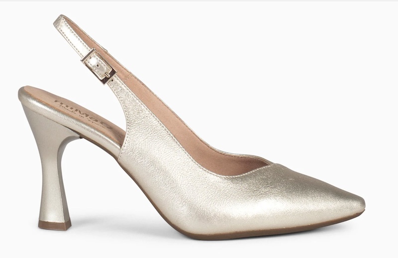 Zapatos de vestir dorados de tacón fino | Mimao