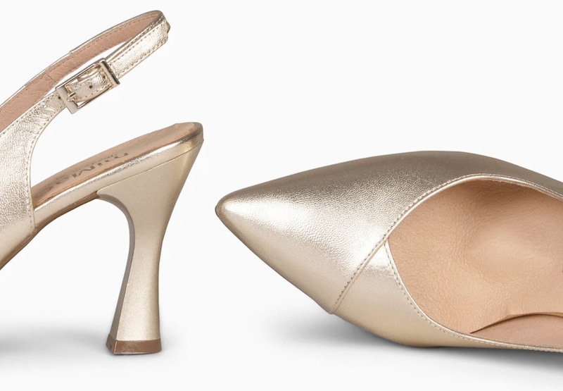 Zapatos de vestir dorados de tacón fino | Mimao