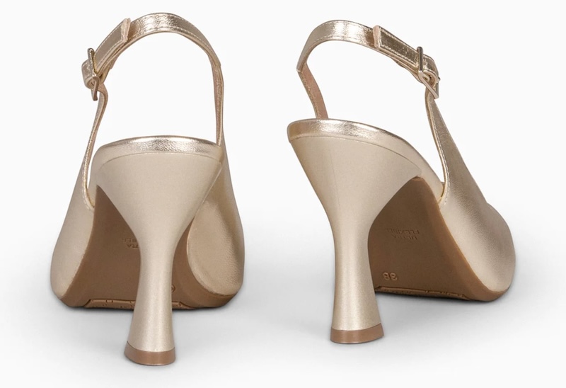 Zapatos de vestir dorados de tacón fino | Mimao