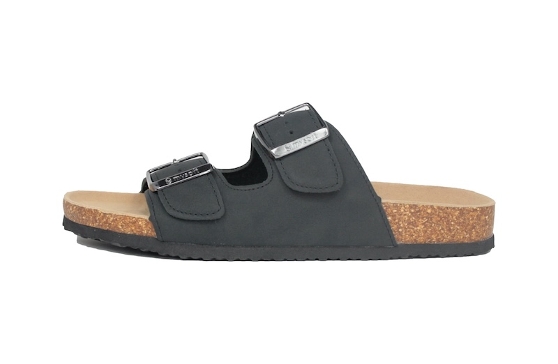 Sandalias negras tipo alemanas de dos hebillas