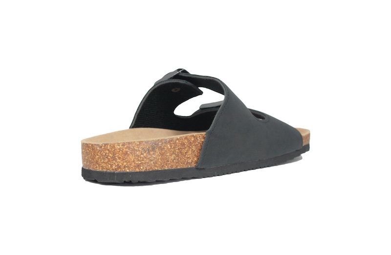 Sandalias negras tipo alemanas de dos hebillas
