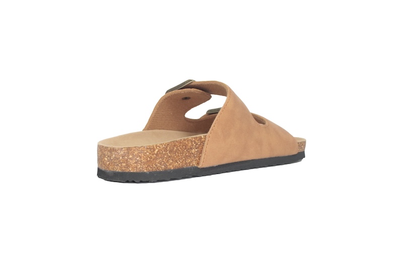 Sandalias planas de dos tiras al empeine color cuero