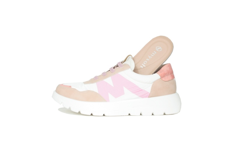 Sneaker Mysoft color blanco y nude