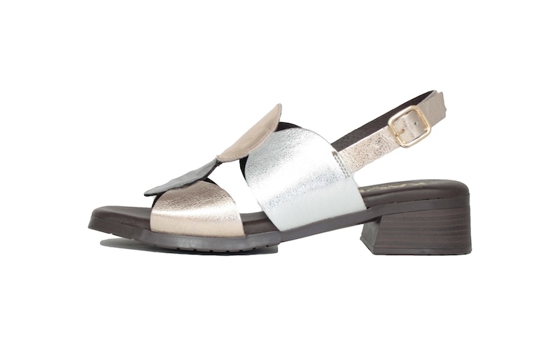 Sandalias de vestir piso negro y colores metalizados