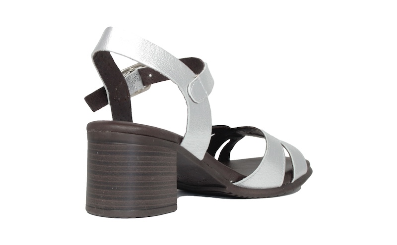 Sandalias metalizadas de tacón ancho | Kaola