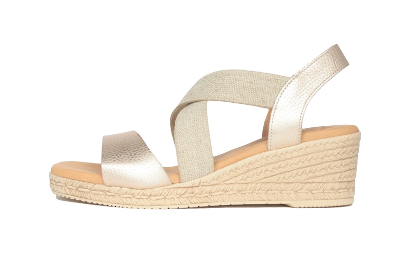Sandalias platino de cuña con plantilla acolchada