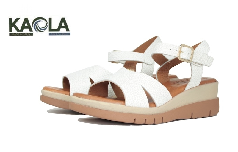 Sandalia cuña media kaola | 8228 blanco