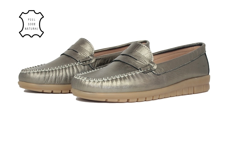 Mocasines bronce piso de goma