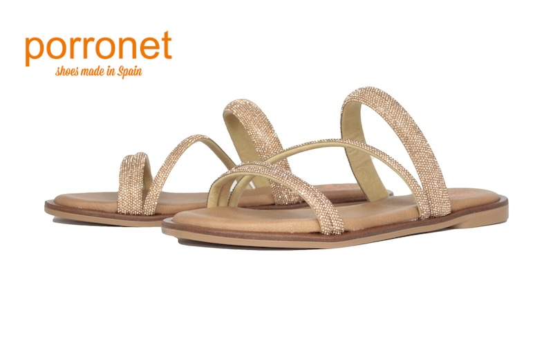 Sandalias planas de tiras con brillantes | Porronet