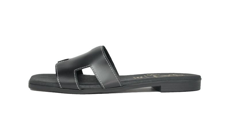 Chinela de piel negra | Oh My Sandals