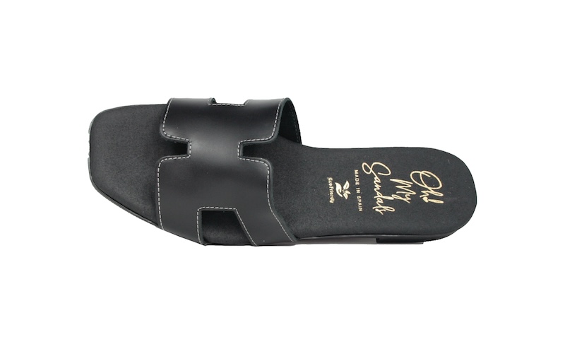 Chinela de piel negra | Oh My Sandals
