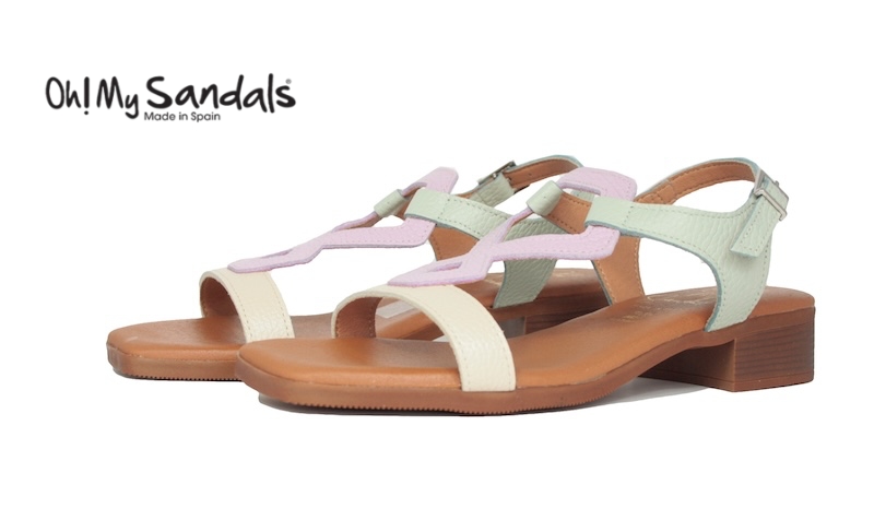 Sandalias de tacón bajo multicolor