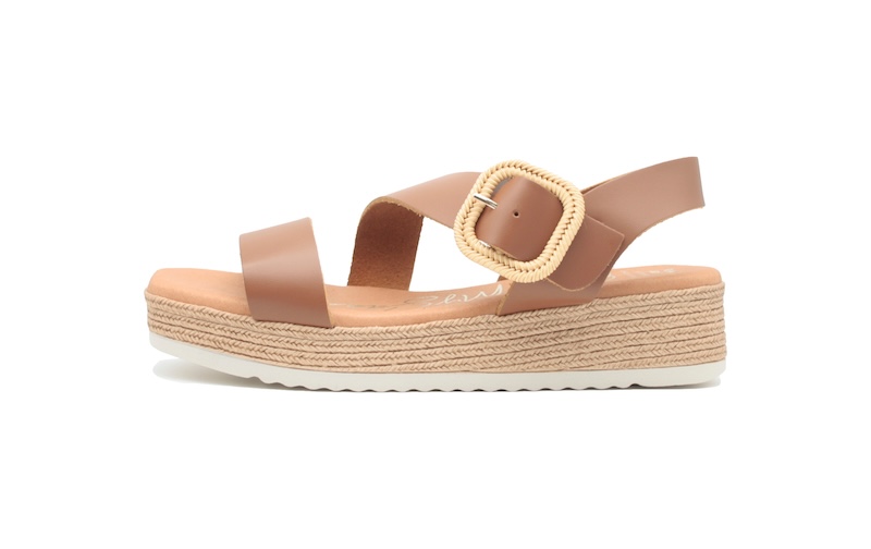 Sandalias de piel de cuero con adorno de hebilla de cinturón